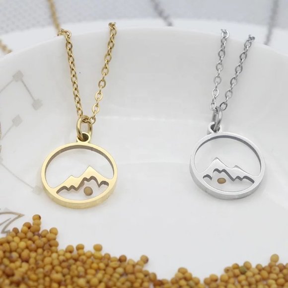 18k Gold Move Mountains Mustard Seed Necklace - Picture 3 of 13